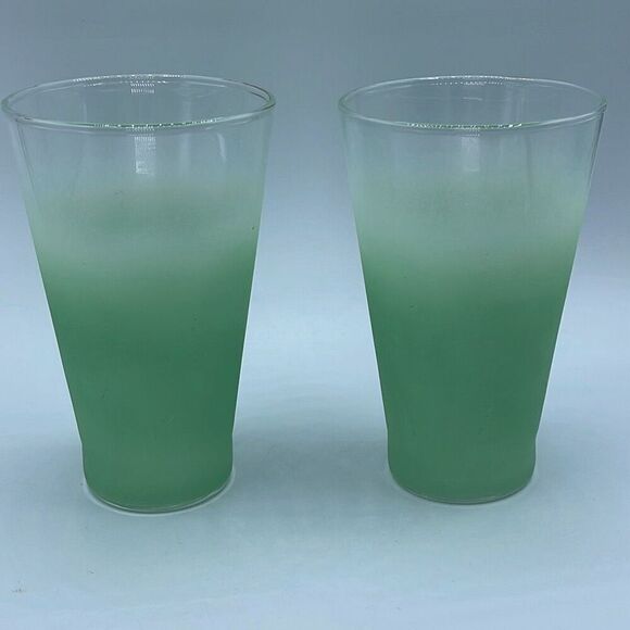 Two Blendo frosted green glasses. - Picture 2 of 9